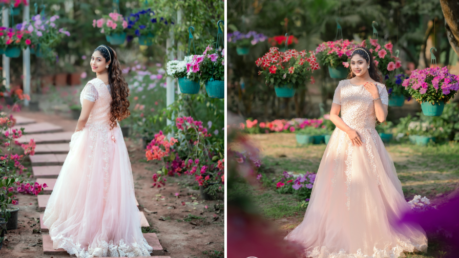 Brand promotion portrait in a floral garden