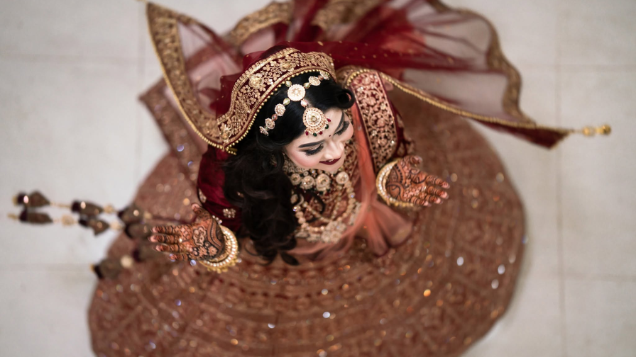Bridal overhead cinematography scene